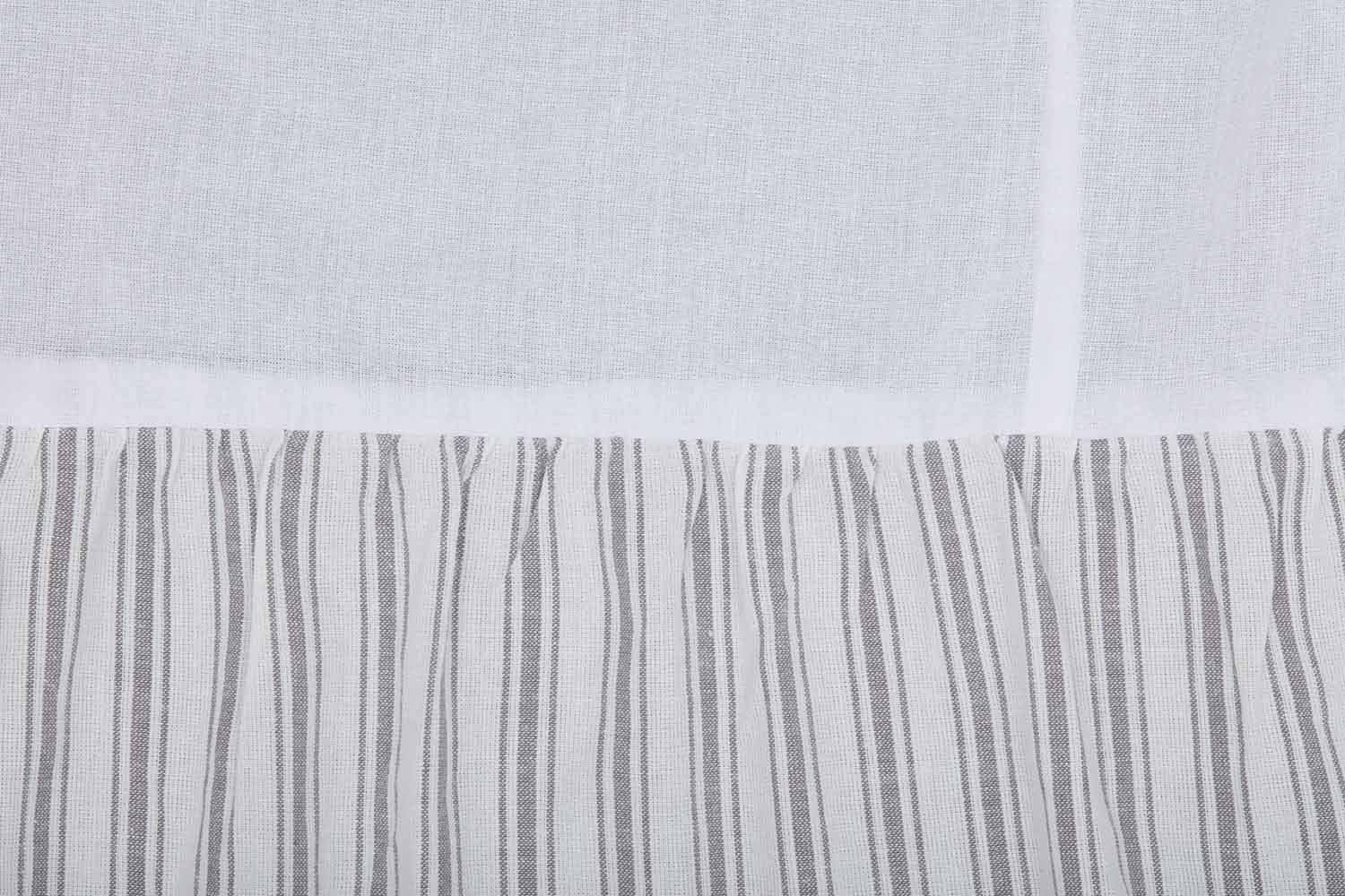 Timeless Ticking Ruffled California King Bed Skirt, 16" Drop, Soft White and Gray Ticking Stripes, Vintage Farmhouse Style Dust Ruffle …