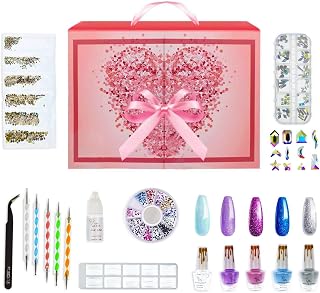 CoralBeau Nail Kit for Girls, Nail Art Design Tools Kit with Rhinestones, Nail Gems, Crystals, Jewels, Diamonds, Tweezer, Nail Dotting Tool, Nail Art Set with Nail Decoration Accessories