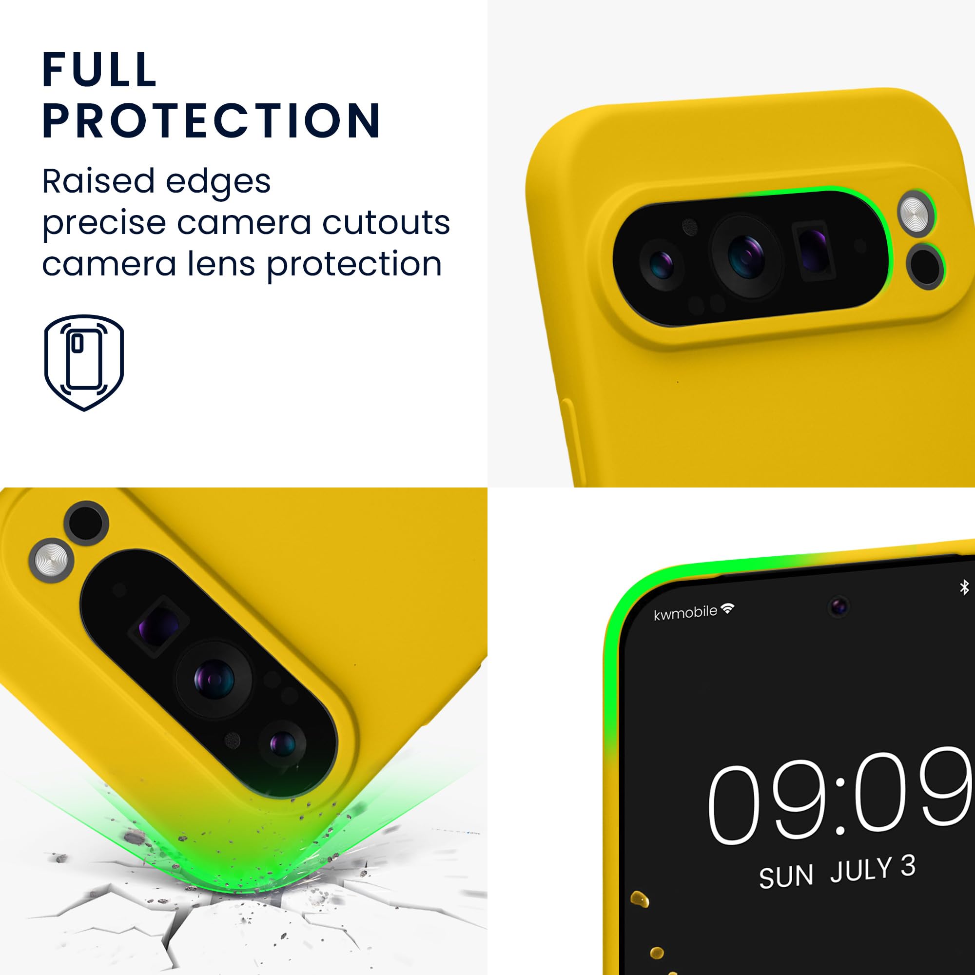 kwmobile Case Compatible with Google Pixel 9 Pro XL Case - Protective Slim TPU Cover with Soft Matte Finish - Radiant Yellow - Image 3