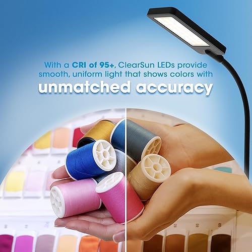 Miniatura 4 de Ottlite ClearSun - Lámpara LED de escritorio con carga inalámbrica, 3 modos de temperatura de color, cuello de cisne flexible, lámpara de tareas