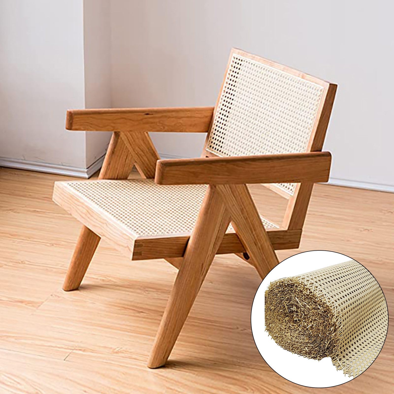 FUBESK Rotolo di tessuto in rattan per caning materiale intrecciato in tessuto rattan per progetti di fustigazione pre tessuto a rete aperta per riparazione di armadietti, letti e sedie, fai da te, 35