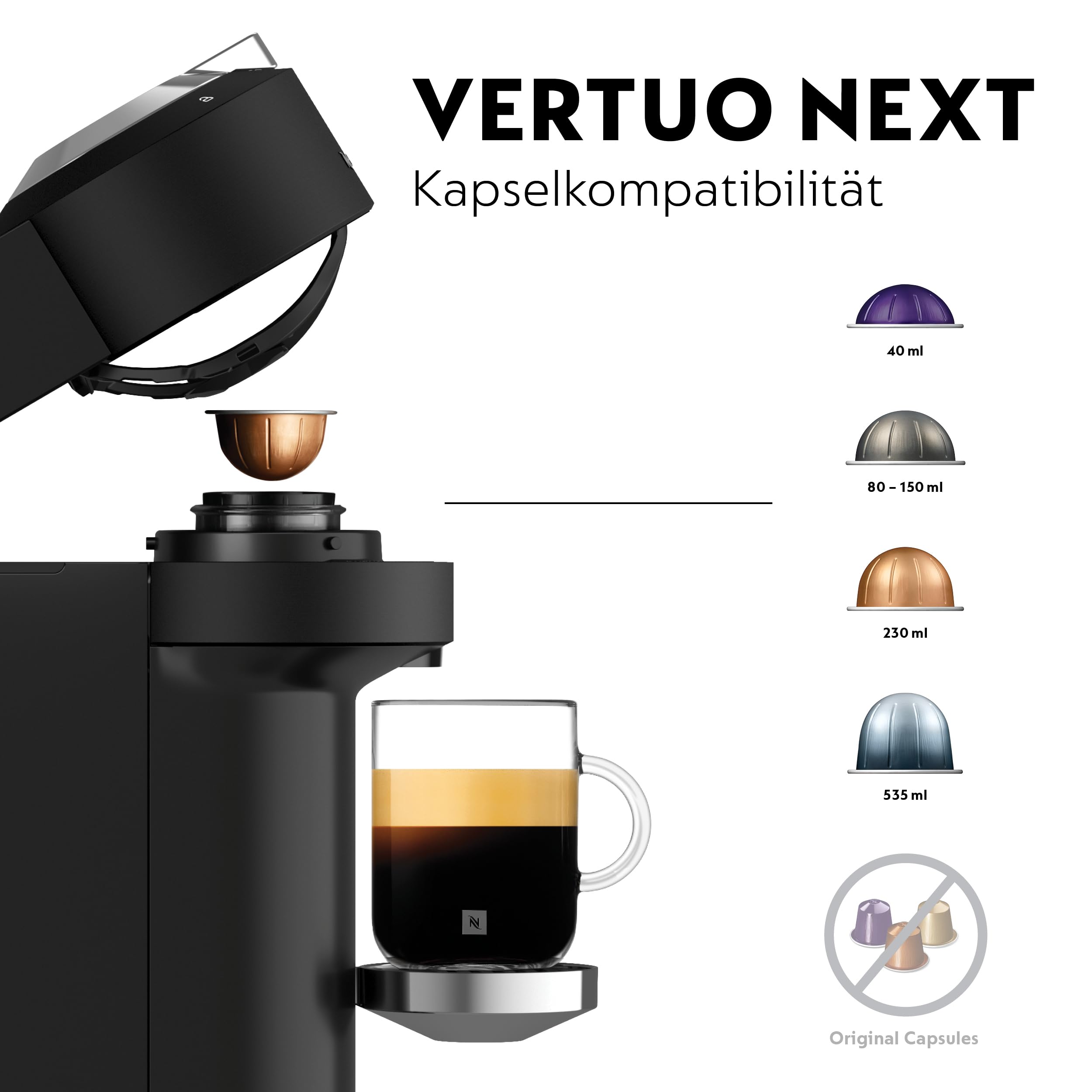 Nespresso Relove Vertuo Next Kaffeemaschine Matt Black (Generalüberholt)