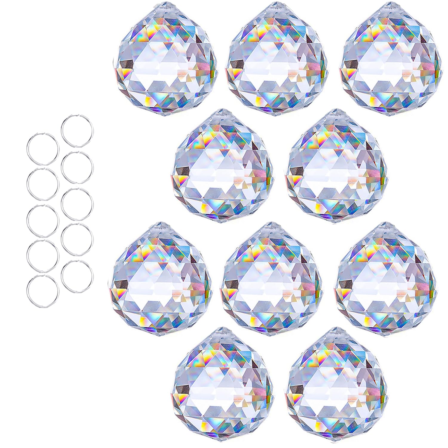 10pcs Crystal Ball Prism Sun Catcher Rainbow Maker Pendants 40mm Decorative Ball Paperweight for Table Decor, Wedding Christmas Party Centerpieces