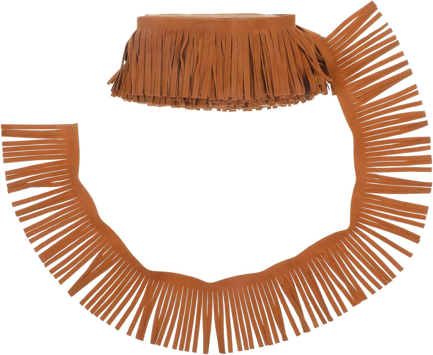 3 Yards PU Leather Tassel Trim, Faux Suede Fringe Trim | 3.15'' Wide Brown Leather Fringe Fringes By the Yard for DIY Sewing Craft Garment Hem Accessories Handbag Boots Decoration
