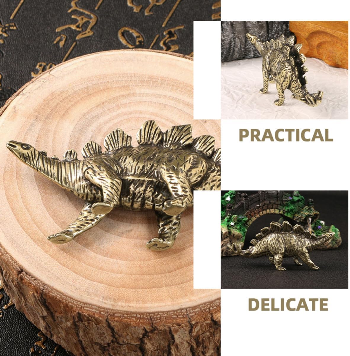 ARTIBETTER Brass Stegosaurus Desktop Figurine for Home Office Decor Accent image 5
