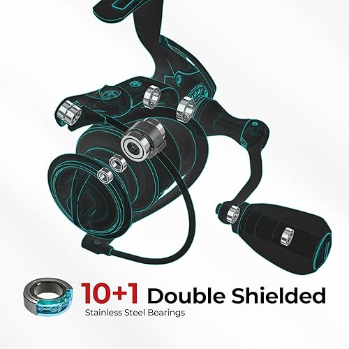 Miniatura 5 de Piscifun Carretes Giratorios Viper X, Fibra de Carbono 33 Libras de Arrastre Máximo, 10+1 BB Blindados, Carrete de Pesca Giratorio de Agua Salada