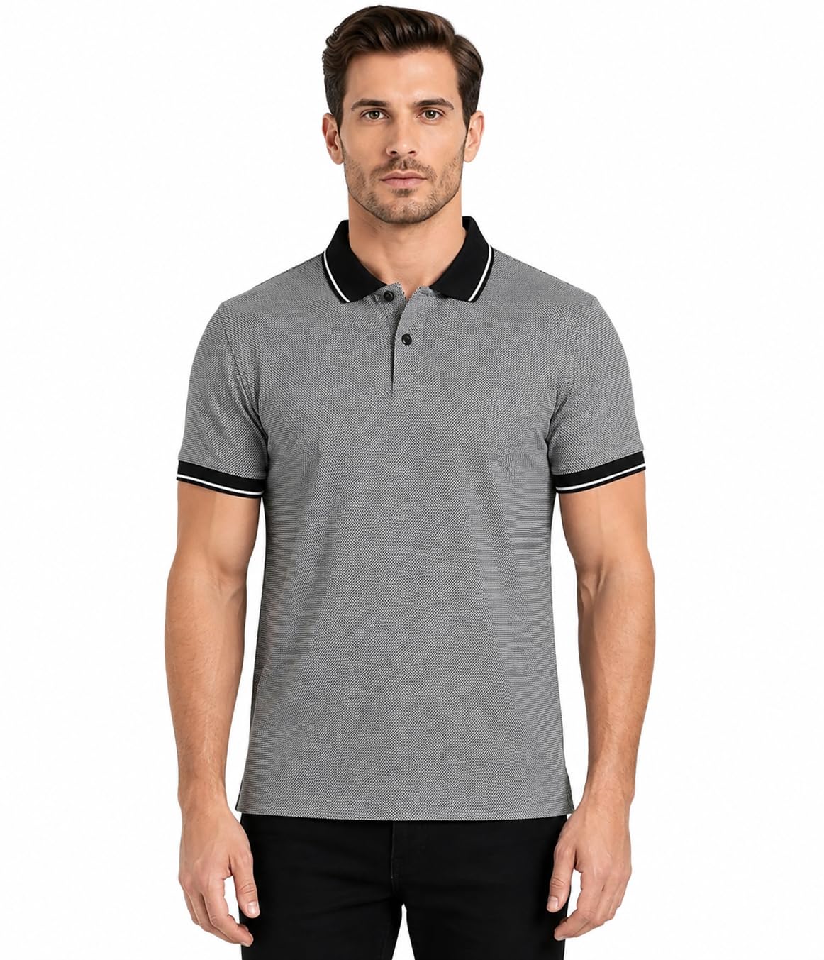 Men's Solid Polo T-Shirt | Cotton Blend Collared Half Sleeve Casual T-Shirt | Regular Fit Polo Tee for Office, Casual Size, L Bronze-picture-36