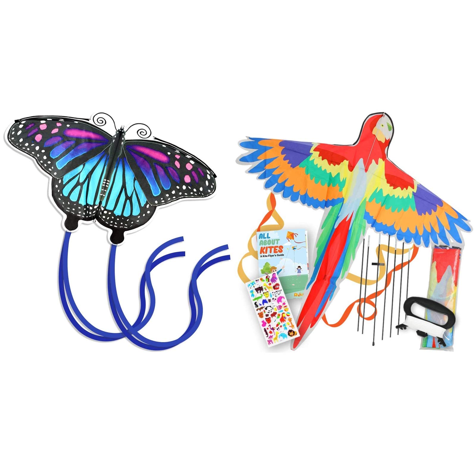 Buy Richtim 2 Pack Kites for Kids, Easy to Fly, (Butterfly Kite+ Parrot