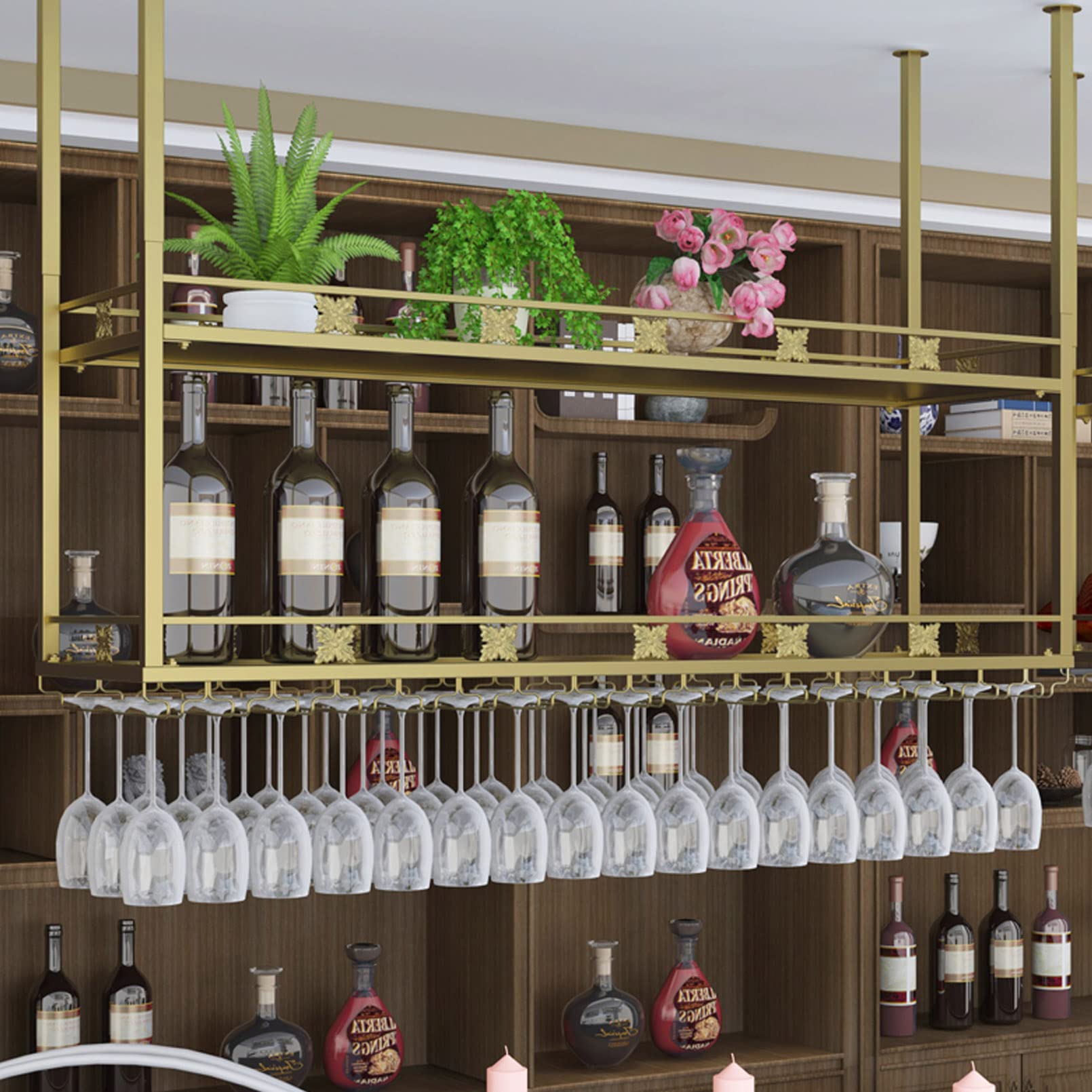 Porte-bouteilles de vin vintage au plafond pour sublimer votre cuisine ou bar