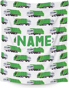 Mercuryelf Custom Garbage Truck Blanket Gift - 60x80 Inches Modern Throw Blankets for Boys - White Soft, Fuzzy & Warm Throws for Bed, Couch