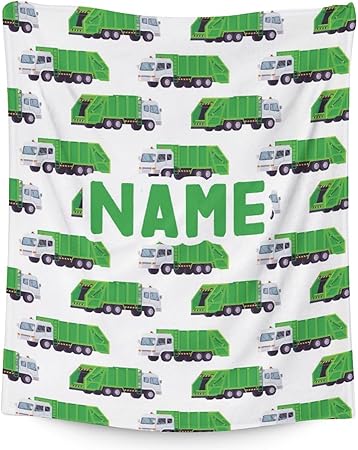 Mercuryelf Custom Garbage Truck Blanket Gift - 60x80 Inches Modern Throw Blankets for Boys - White Soft, Fuzzy & Warm Throws for Bed, Couch