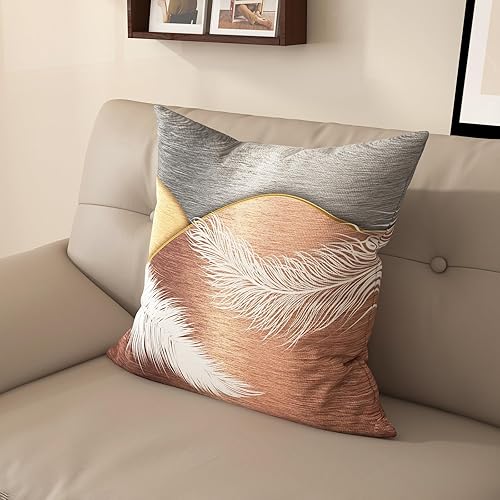 Funda de almohada en tono tierra con estilo moderno y lujoso para decoración de sala de estar, cojín cuadrado impreso para sofá y funda de respaldo
