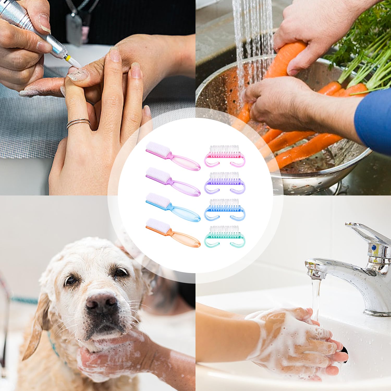8 Pezzi Spazzola per Unghie, Spazzola per Pulizia Delle Unghie, Spazzola per Unghie con Manico, Lavaggio di Mani Spazzolino, Pulitore per Pedicure, per Unghie, Giardino, Casa, Uso in Salone