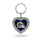 NFL Rico Industries Los Angeles Rams Bling Heart Key Chain Rhinestone Heart Keychain