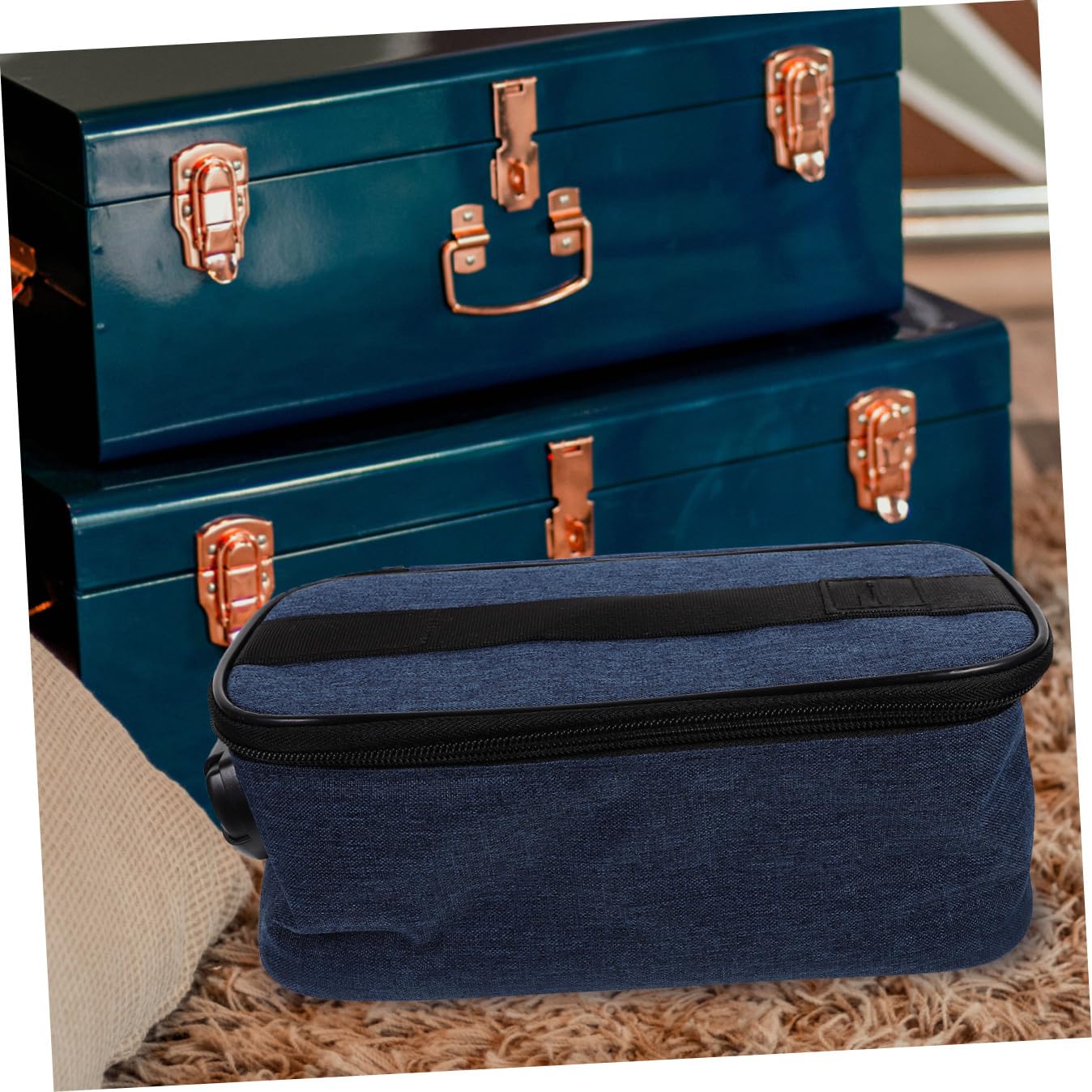 Borsa da Viaggio Portatile con Scomparti Multipli Organizer Cosmetico e Beauty Case per Donna Trousse da Toilette con Cerniera per Viaggi e Bagagli Blu