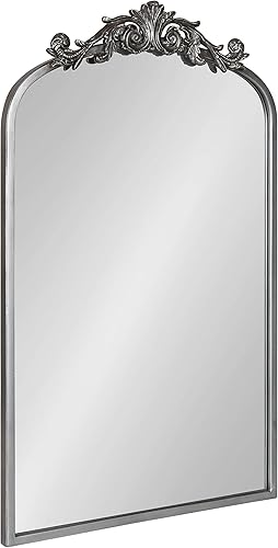 Kate and Laurel - Espejo de pared ornamentado Arendahl, 19 x 31 pulgadas, plateado antiguo, espejo tradicional y decorativo con detalles de
