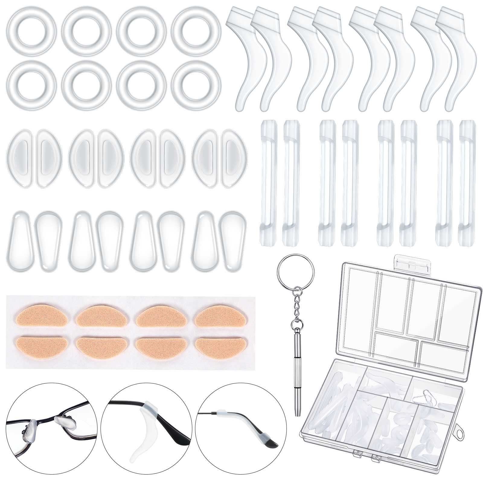 Konohan 50 Pcs Eyeglasses Ear Grips Nose Pads Set