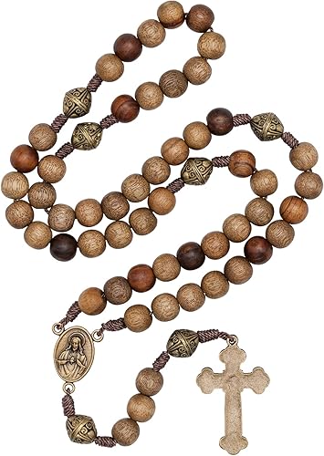 Miniatura 2 de Intercession Rosario de madera maciza hecho a mano Nuestro Padre Sagrado Corazón (Sagrado Corazón - Nogal), Madera