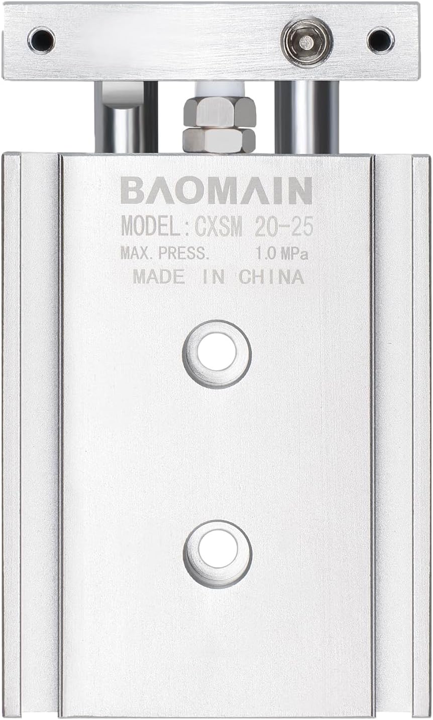 CXSM20x25 Double Rod Pneumatic Air Cylinder,0.79 inch(20 mm),Stroke 0.98 inch(25 mm), Double-Acting,Aluminum Body for Industrial Automation