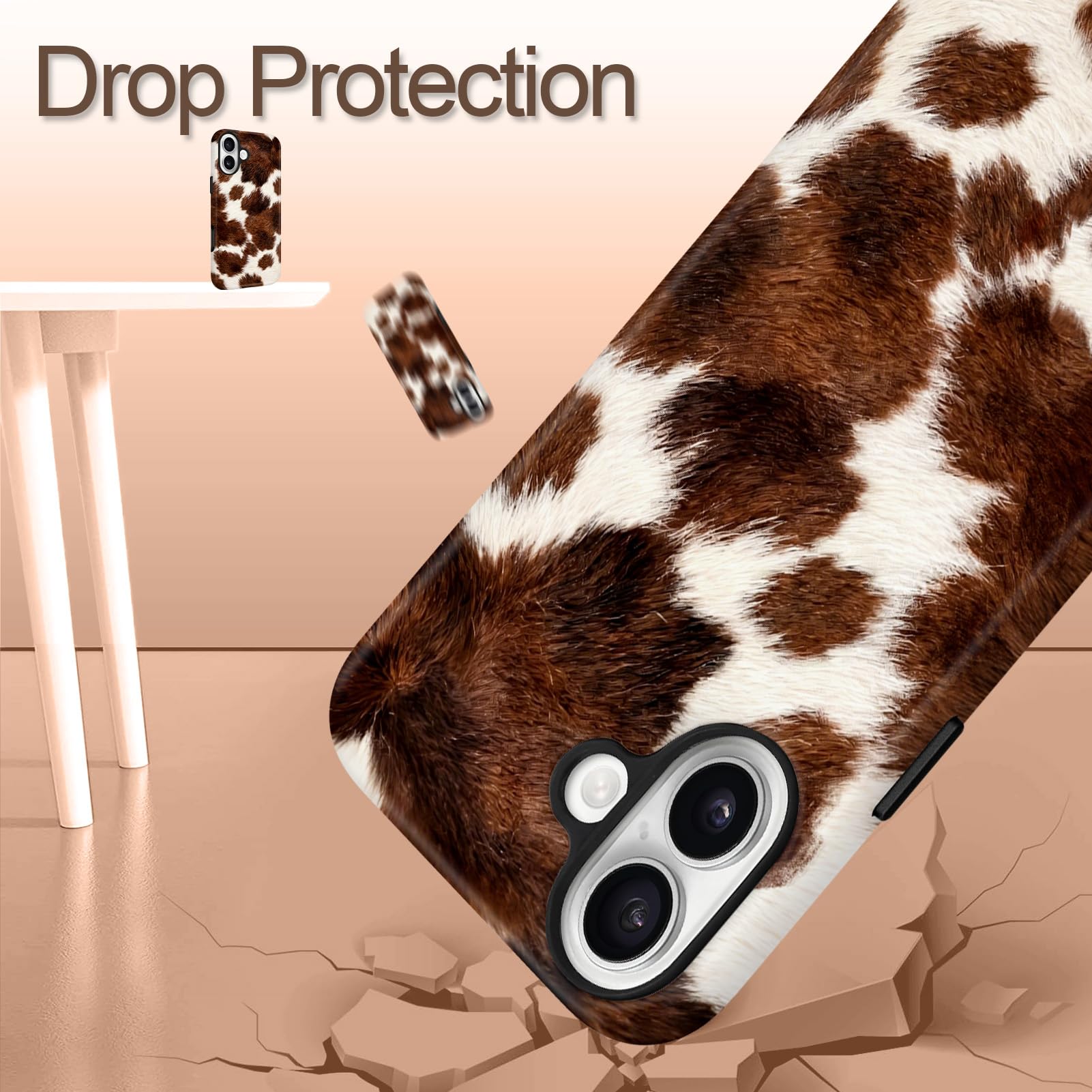 SOKAD Custodia magnetica per iPhone 17, motivo mucca alla moda con stampa animale, compatibile con Magsafe opaca, antiurto, custodia protettiva per ragazze e donne
