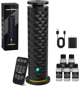 Waterless Scent Diffuser Starter Kit Remote Control Cold Air Diffuser, 1000 Sq Ft Coverage Color and Ambient Light, Ultra-Quiet Quiet Nebulizing Aromatherapy for Home, Office, Bedroom & Spa