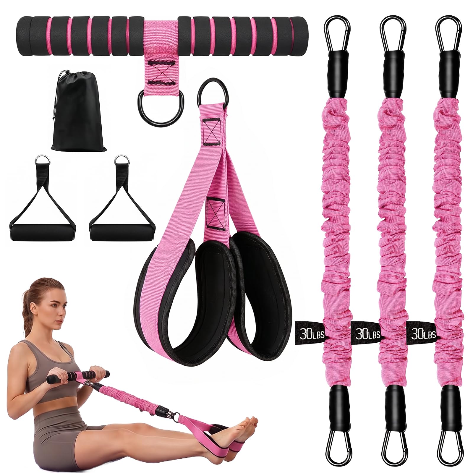 Pédalier Fitness avec Bandes de Résistance, Élastiques d’Entraînement pour Bras et Jambes, Appareil Fitness Maison