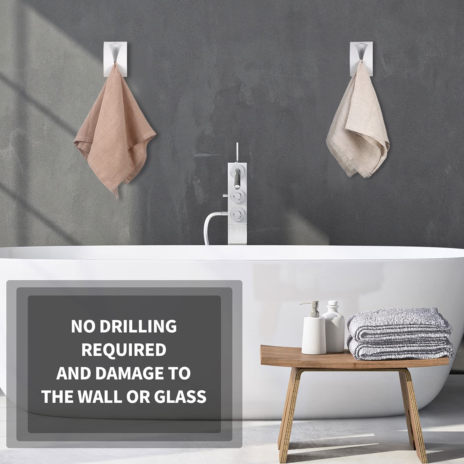 Boao 4 Pcs Self Adhesive Towel Hook Holder Grabber Stainless -5 Boao 4 Pcs Self Adhesive Towel Hook Holder Grabber Stainless -5