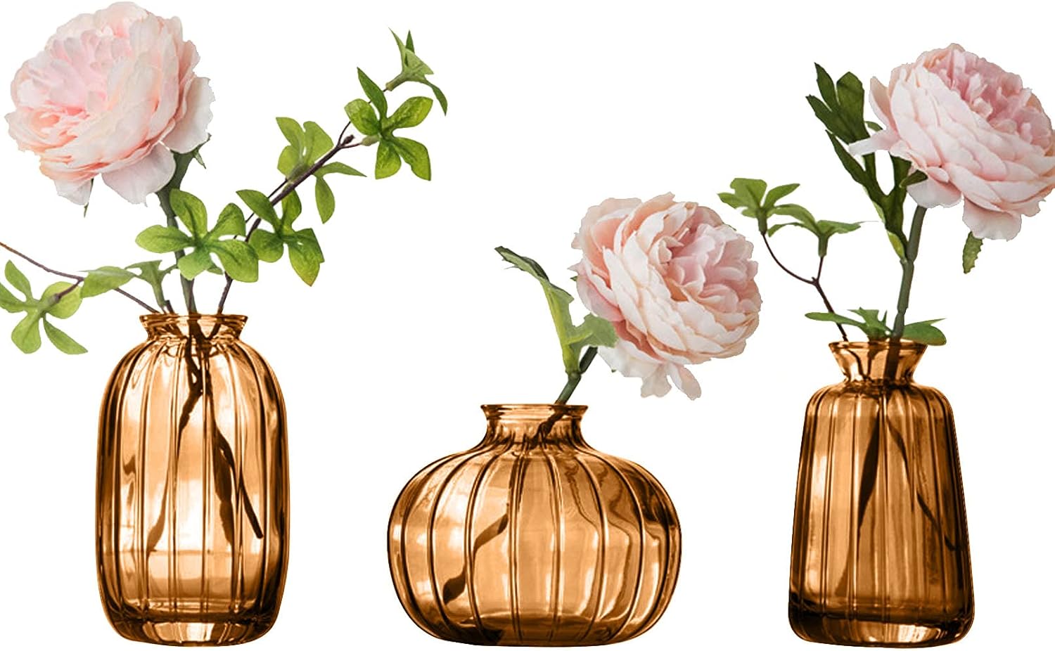 Glass Bud Vase Set of 3, Decorative Small Vase for Table Living Room