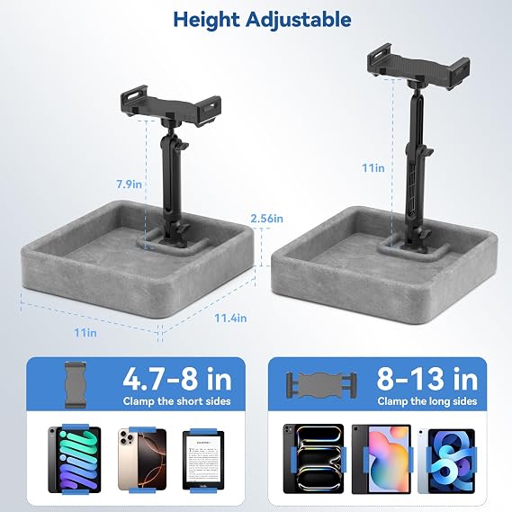 KDD Tablet Pillow Stand - Multi-Angle Adjustable iPad Holder for Lap, Bed and Desk - Foldable Kindle Soft Pad Dock with Storage Tray Compatible with iPad Pro 12.9, Air Mini, Phone, E-Reader