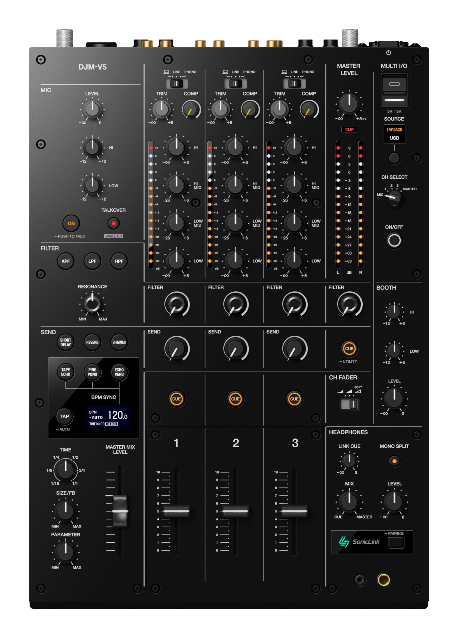 Amazon.com: AlphaTheta DJM‑V5 3‑Channel Professional DJ Mixer, ESS
