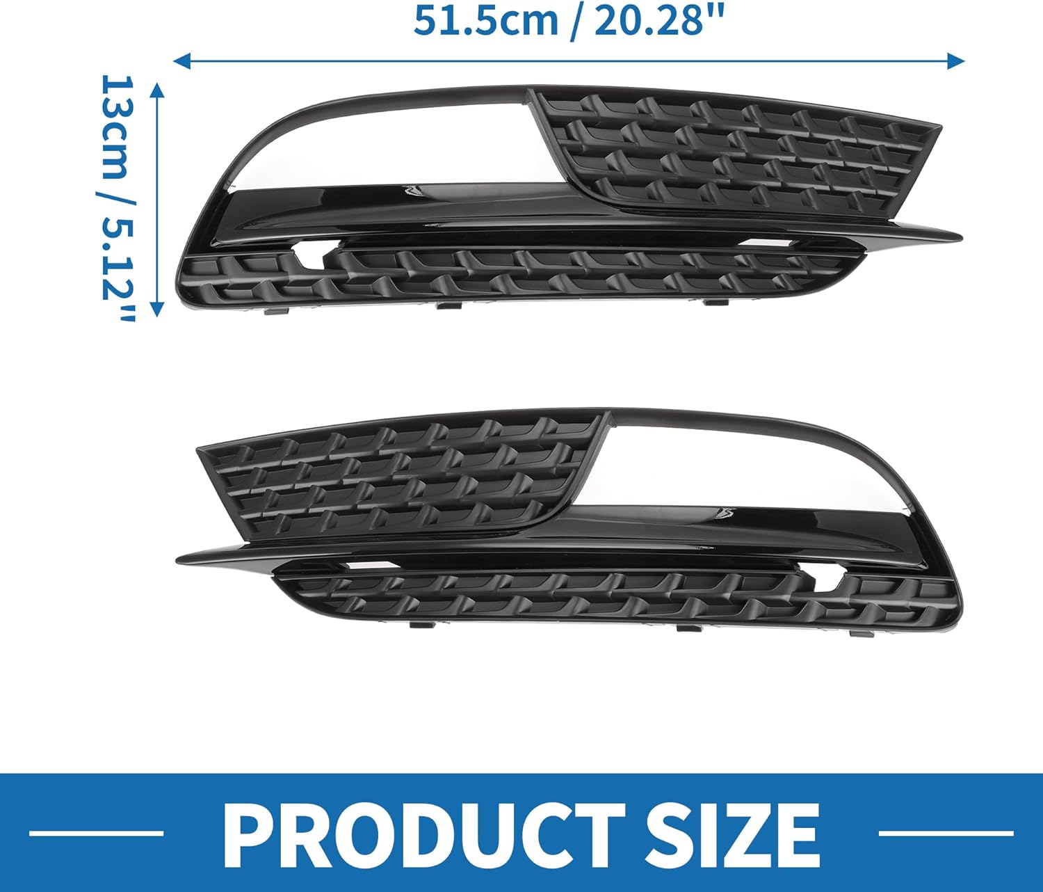 Fog Light Grill No.8T0807681H/8T0807682H 20.28"x5.12" Front Lower Bumper Fog Light Cover Inserts for Audi A5 2013-2017 ABS Black