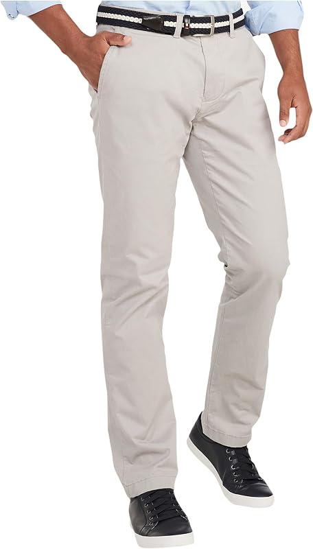 Tommy Hilfiger Pantalones chinos de algodón elástico para hombre con ajuste personalizado
