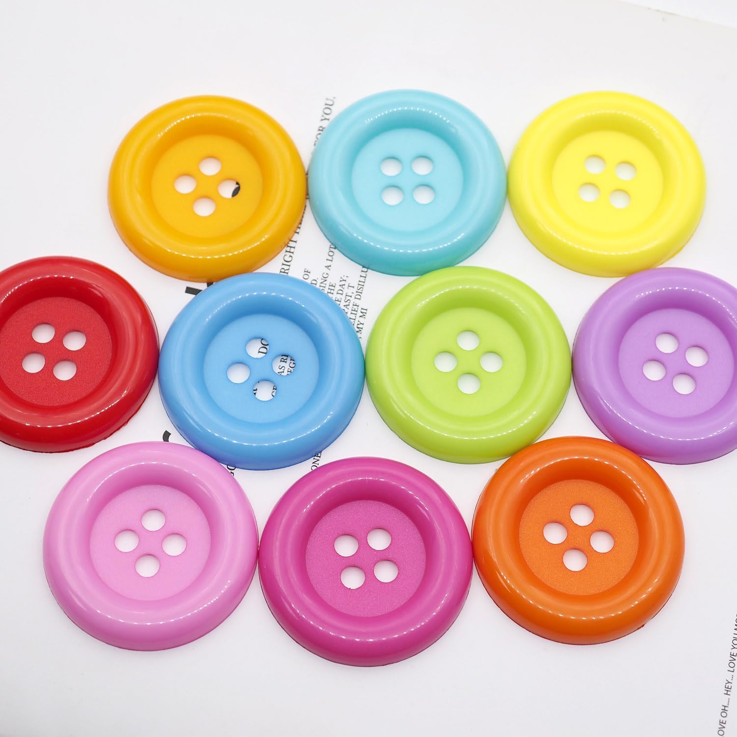20pcs Extremely Large Plastic Resin Decorative Sewing Buttons- Diameter 63mm/2.5", 4 Holes for Sewing, DIY Decoration -10 Colors Mixed (63mm/2.5")