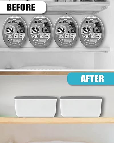 Miniatura 6 de Skywin - Paquete de 2 recipientes para cápsulas de lavandería con tapa deslizante (gris), soporte para cápsulas de lavandería de 15 x 8.7 x 4.5