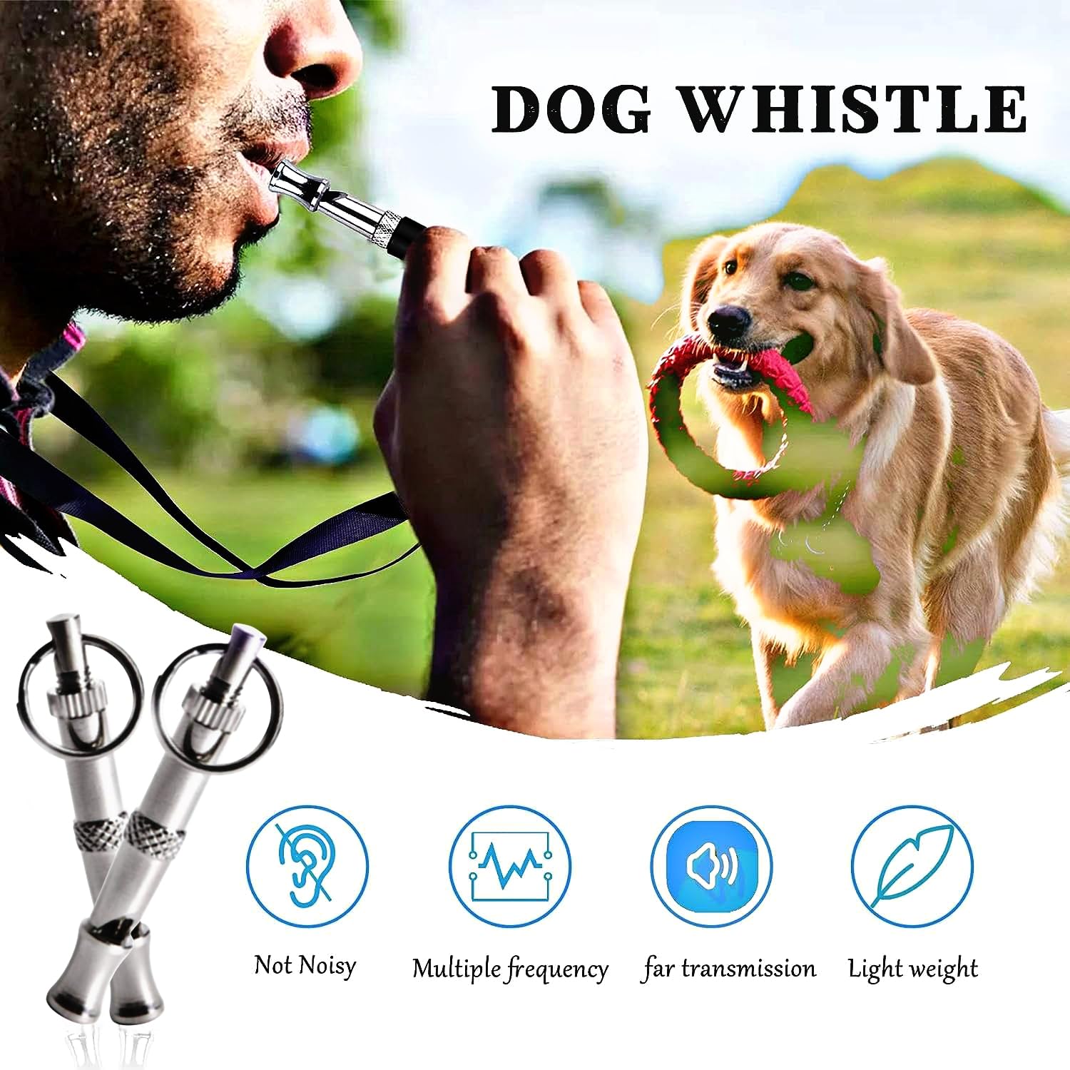 KsPups Dog Whistle, Ultrasonic Silent Dog Whistle with Adjustable Frequencies to Stop Barking Neighbors Dog, Professional Recall Dog Training Whistles with Lanyard 3
