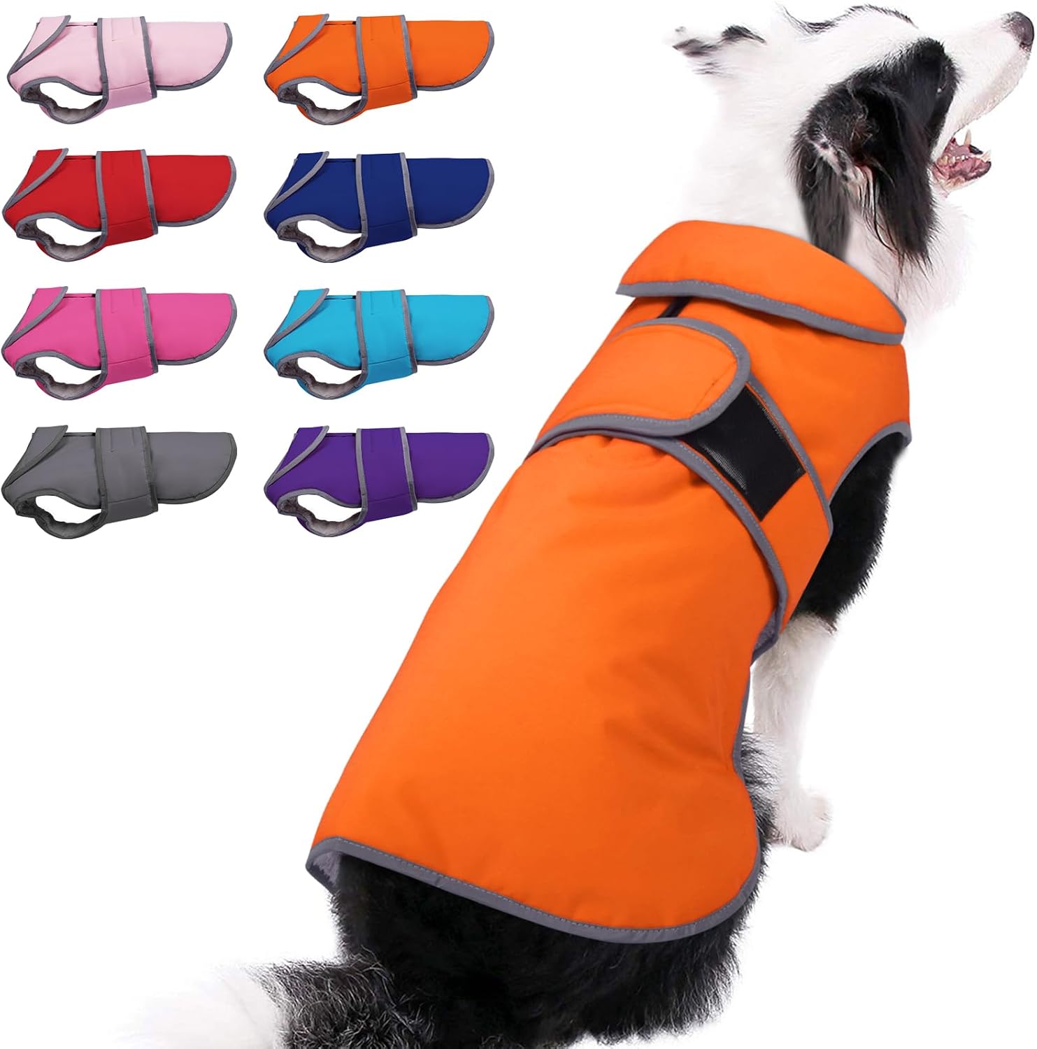 migohi warm dog coat winter dog jacket,waterproof cold weather coats for dogs,fleece jacket for small medium large dogs,reflective thick fleece vest with leash hole orange small
