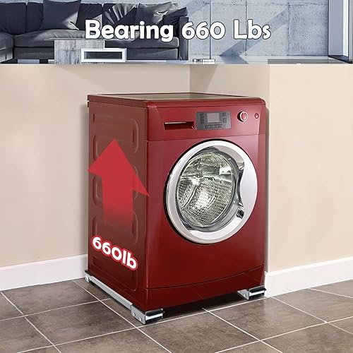 Miniatura 6 de Rodillos universales extensibles para electrodomésticos, paquete de 4, herramientas de movimiento fuertes con 24 rodillos y equipos de freno, base