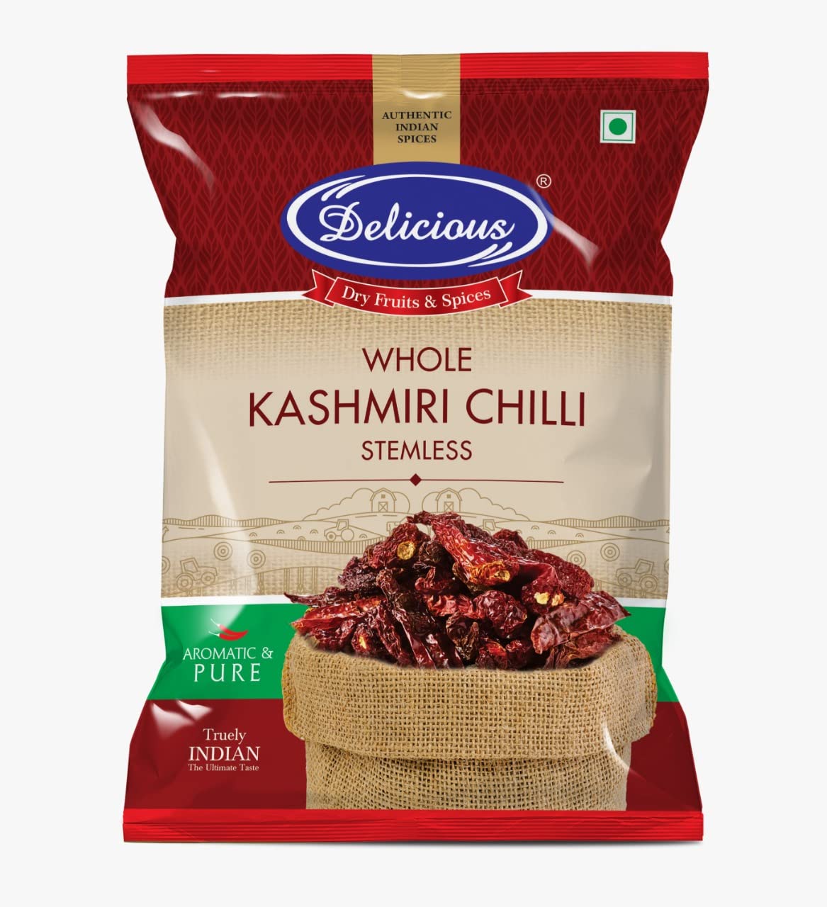 Delicious Kashmiri Chilli Stemless Whole, 100% Natural, Authentic, Sun Dried, Pure & Fresh Crop, No Added Preservatives, Dried Kashmiri Lal Mirch(100G Pack Of 2) - Spicy And Flavorful Spice (B0BMQ8MWBS) Amazon Price History, Amazon Price Tracker