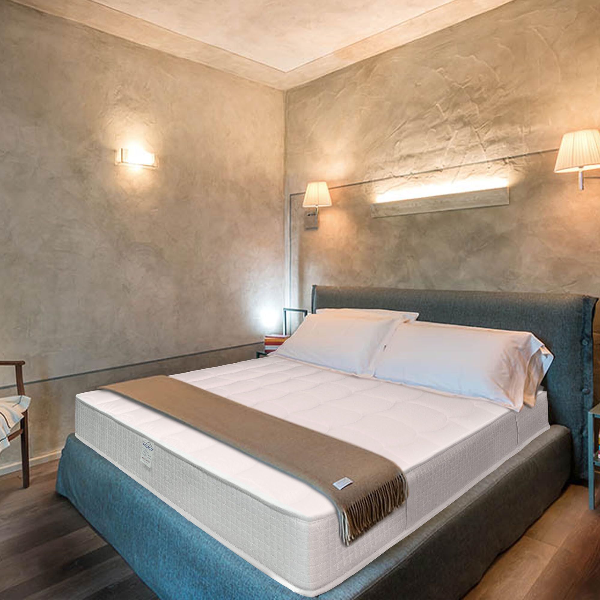 Pegaso piazza e mezza – Materasso 120x190 ignifugo in acquafoam ad alta resilienza, alto 20cm. completamente anallergico. certificato 1iemme.