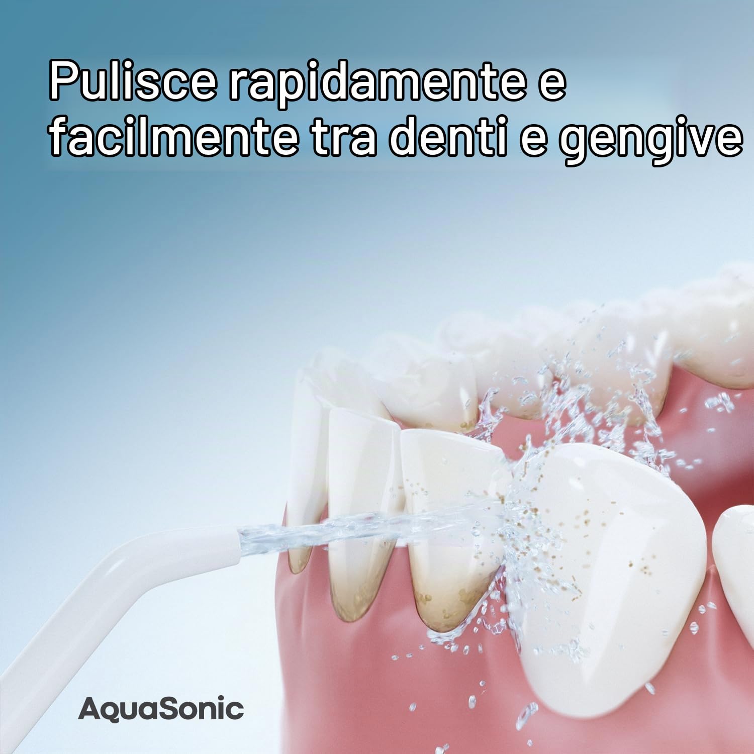 AquaSonic - Idropulsore | Filo interdentale ricaricabile senza fili per la pulizia dei denti | Acqua Flosser impermeabile, Irrigatore orale portatile per la pulizia dentale con 5 punte a getto |