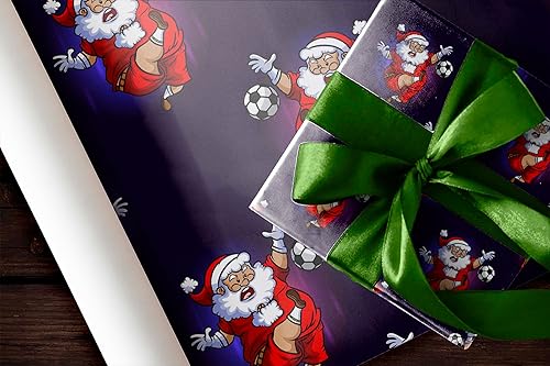 Miniatura 7 de Divertido papel de regalo de fútbol de Papá Noel de Navidad regalo de futsal rollo de 12 pies x 30 pulgadas