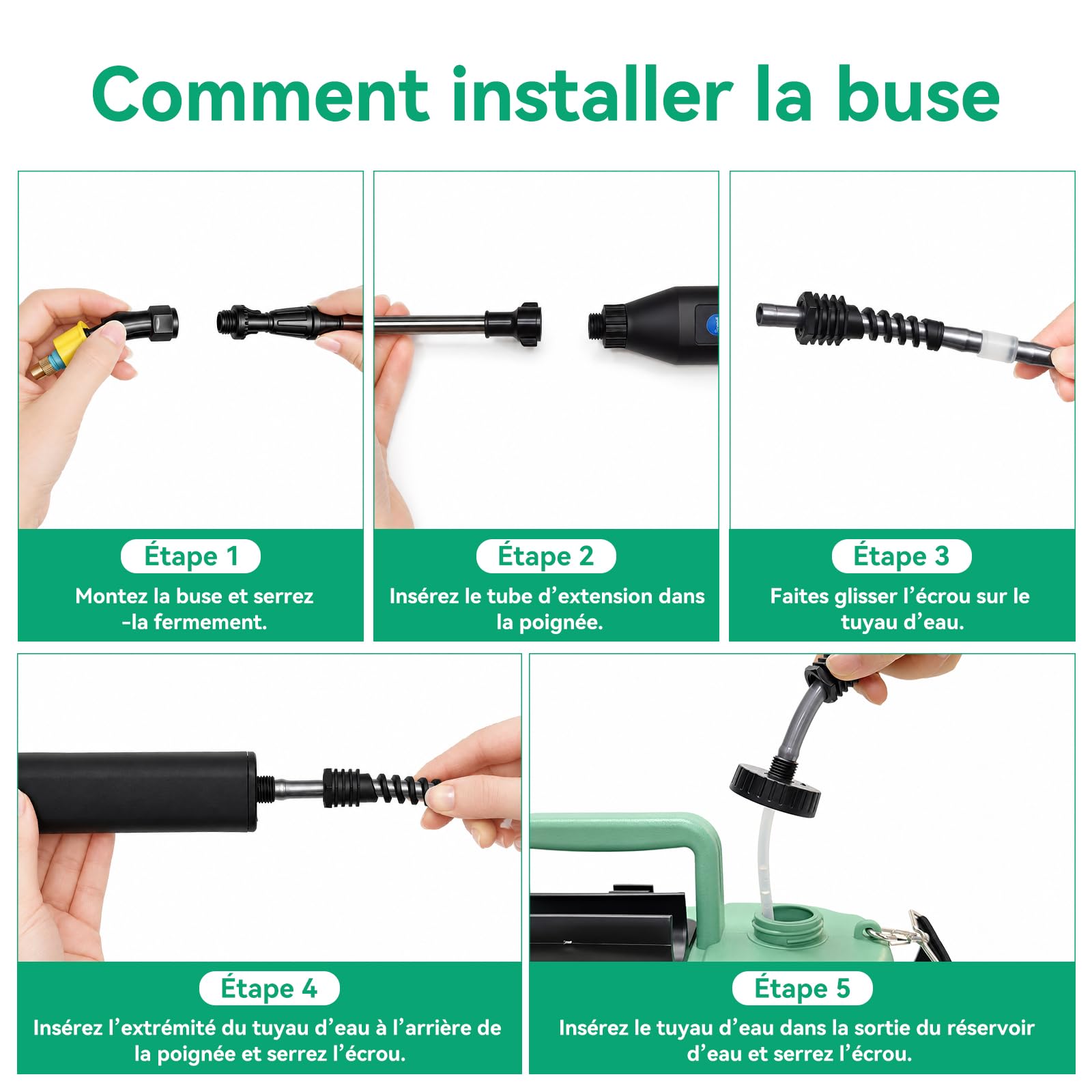 MANKIW Pulvérisateur à pression sans fil 5 l, pulvérisateur à pression électrique avec 3 buses, batterie USB, avec tige télescopique et bandoulière, pulvérisateur de jardin électrique pour plantes
