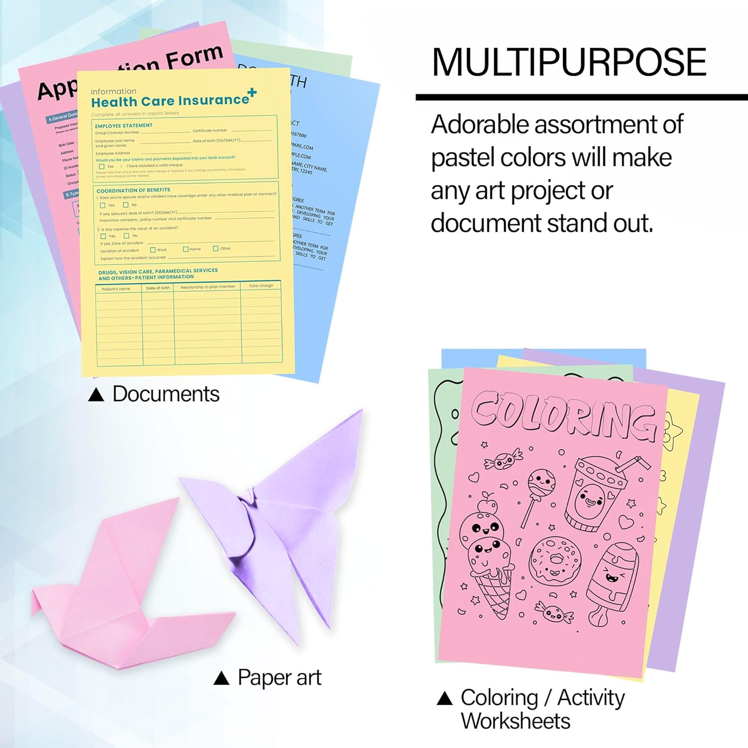 BAZIC Products Pastel Multipurpose Paper 8.5” x 11” 100 Sheets Count