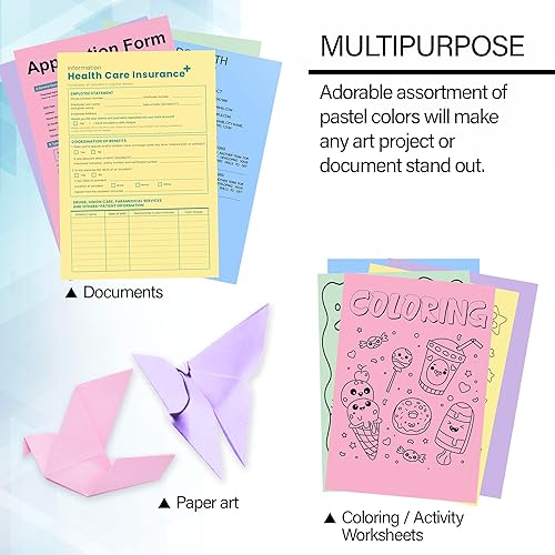 Miniatura 3 de BAZIC 25 hojas de papel multiusos color pastel de 8.5 x 11 pulgadas, papel de copia a color, impresión láser de fax para oficina y escuela (25