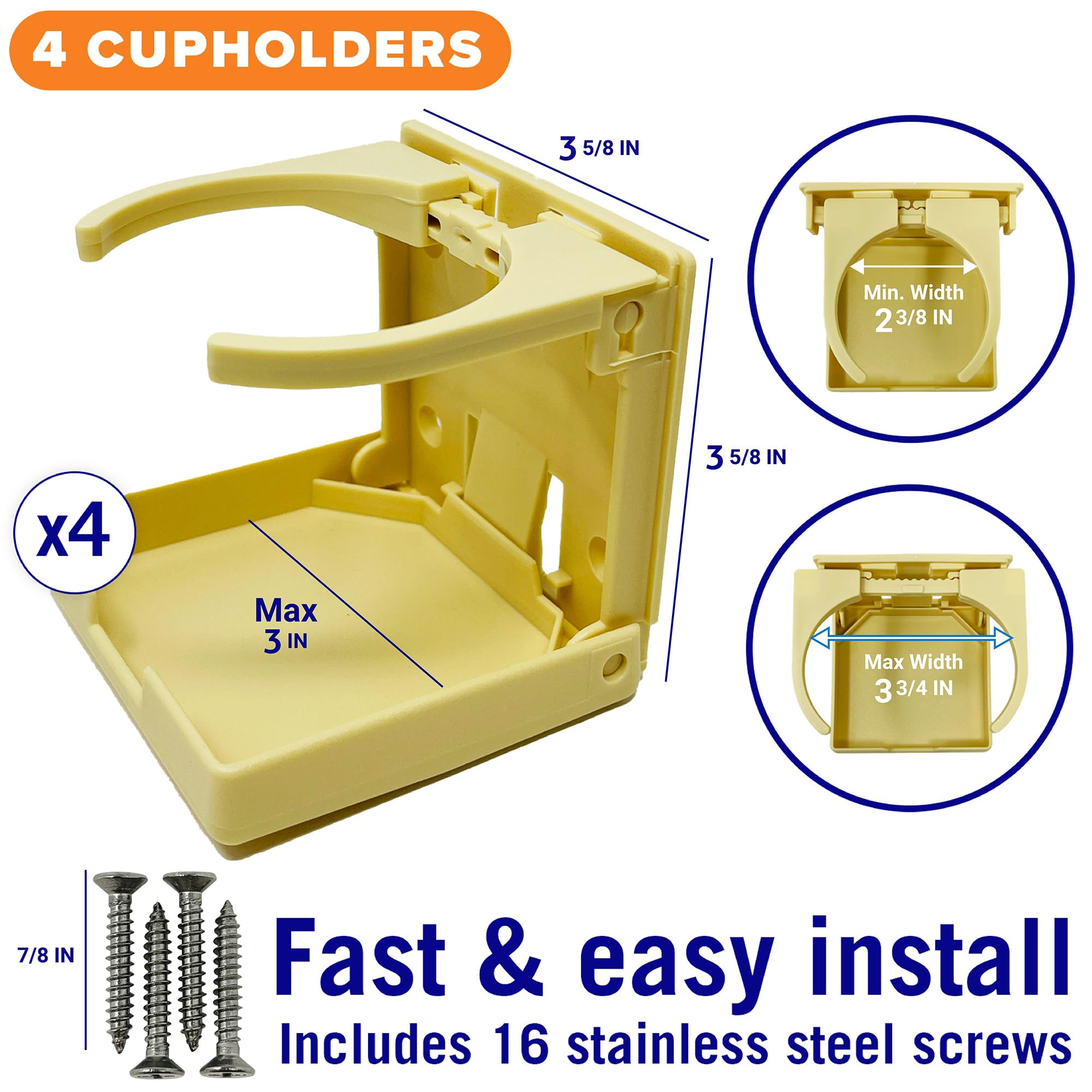 Portavasos De Acero Inoxidable Para Barcos - Soporte De Pared Para Tazas Y Latas, Ideal Deportes Acuáticos Y Caravanas