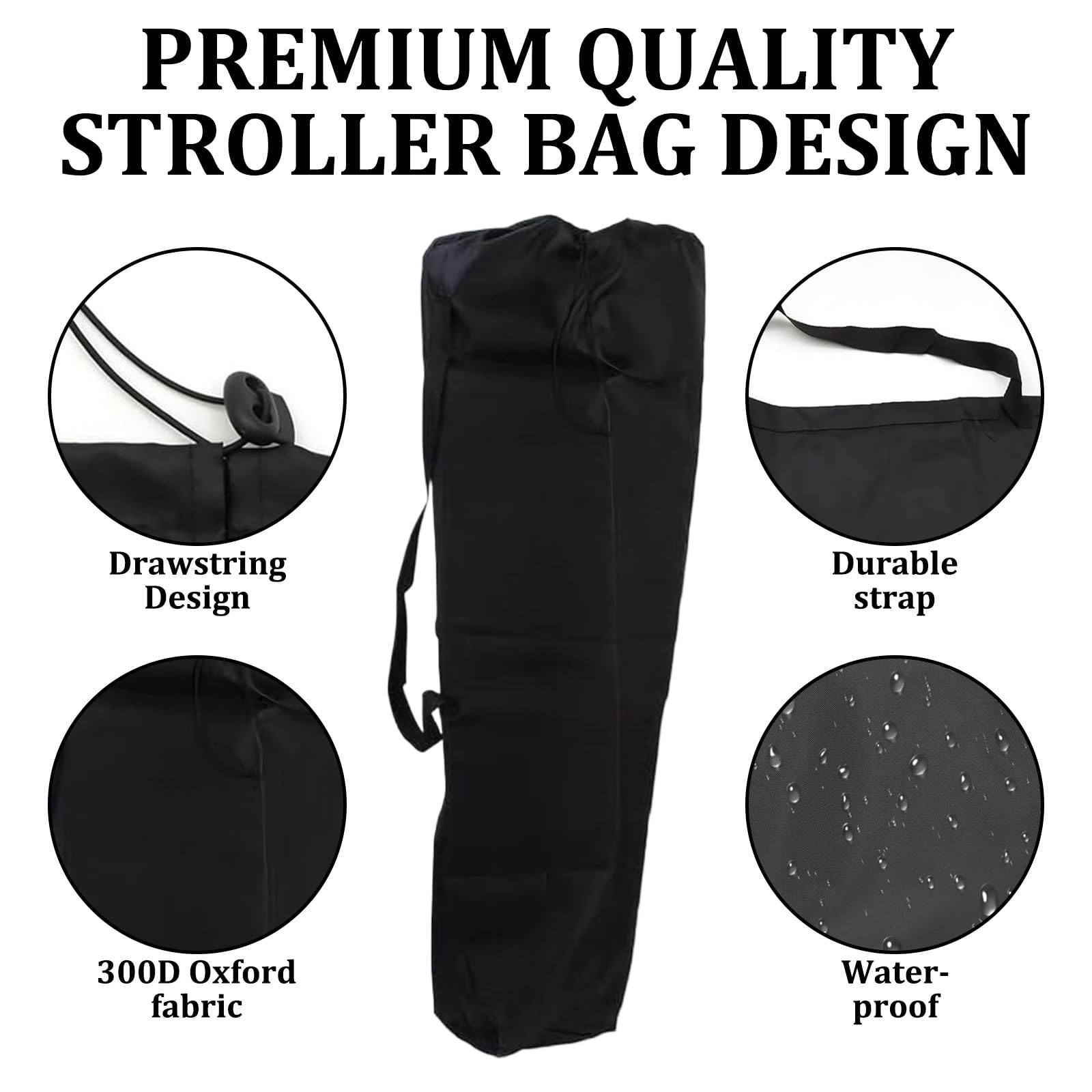 GMHLLES Stroller Bag for Airplane,Pram Travel Bag,Dustproof and Wear-Resistant,Portable and Foldable Design,All-Round Protection,Widely Applicable to Various Umbrella Strollers (Black) - Image 3