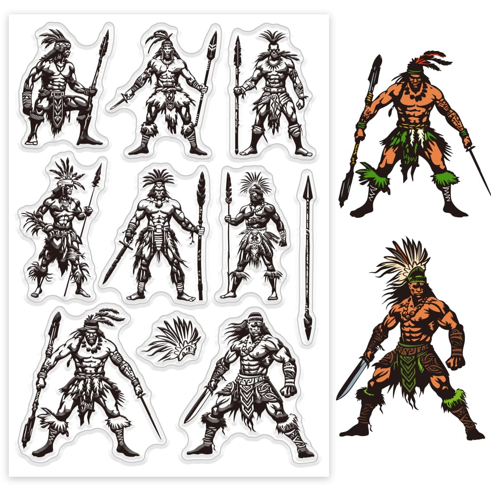 GLOBLELAND Hawaii Clear Stamps Character Silicone Clear Stamp Seals Warrior Transparent Stamps for DIY Scrapbooking Cards Making Photo Album Journal Decoration