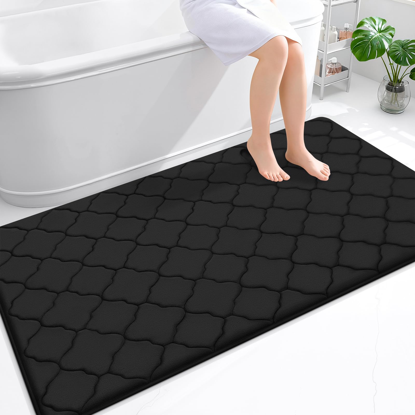 OLANLY Memory Foam Bath Mat Rug 59x34, Ultra Soft and Absorbent Bathroom Rugs, Non-Slip, Comfortable, Machine Washable Bath Carpet for Bathroom Floor,