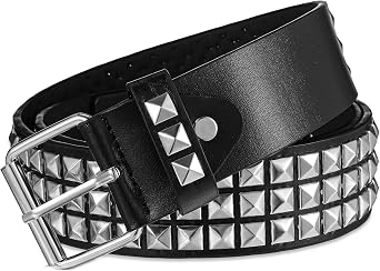 Xinjoduz 1 PCS Studded Belt, Black Goth Belts for Women Y2K Belts with Bright Metal Pyramid Fashion Punk Rock Gothic Belt Accessories for Men Jeans Dress Pants Black