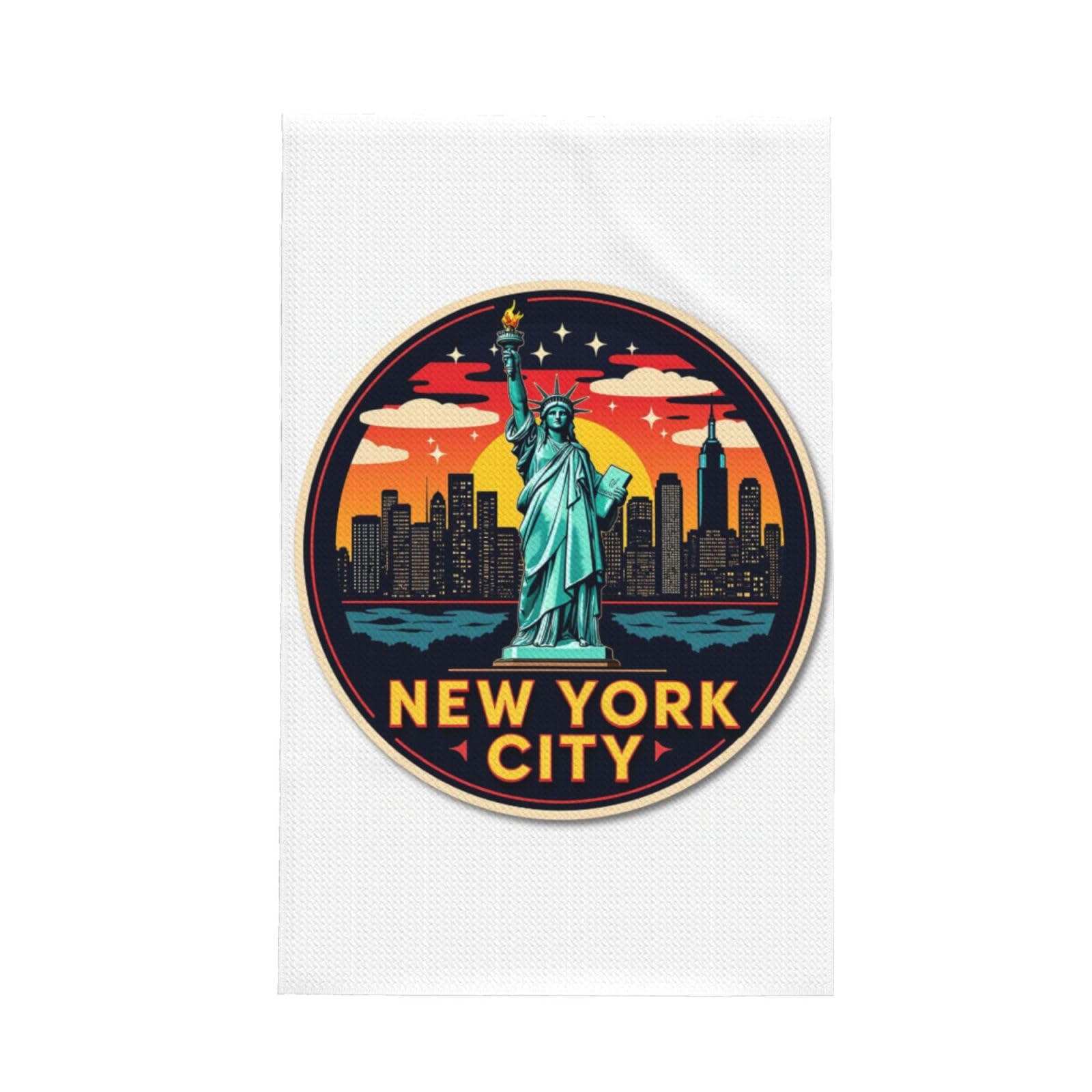 Xxahnbm Black New York City Statue Illustra Print Waffle Kitchen Towel,Absorbent Hand Towel